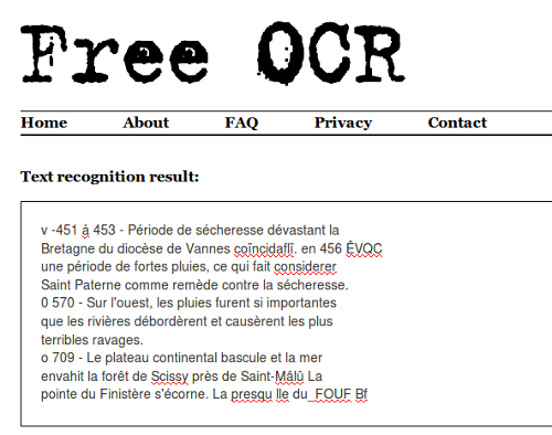 résultat avec Free OCR résultat avec Free OCR
