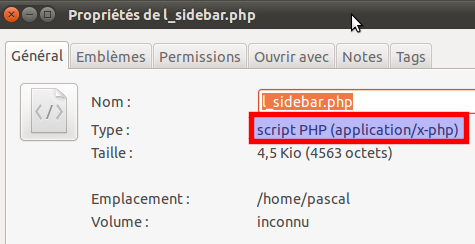 Propriétés d'un fichier et son type Propriétés d'un fichier et son type