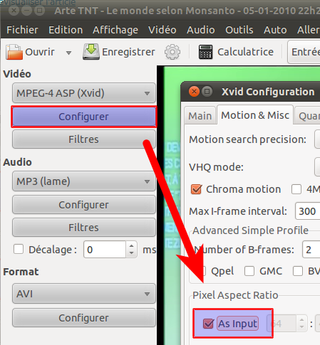 xvid configuration xvid configuration