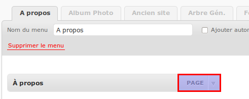 menu avec une page menu avec une page