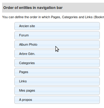 ordre des menus ordre des menus