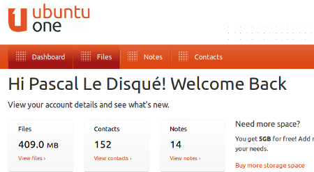 Interface web Ubuntu One Interface web Ubuntu One