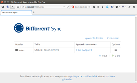 interface web Bittorrent Sync interface web Bittorrent Sync
